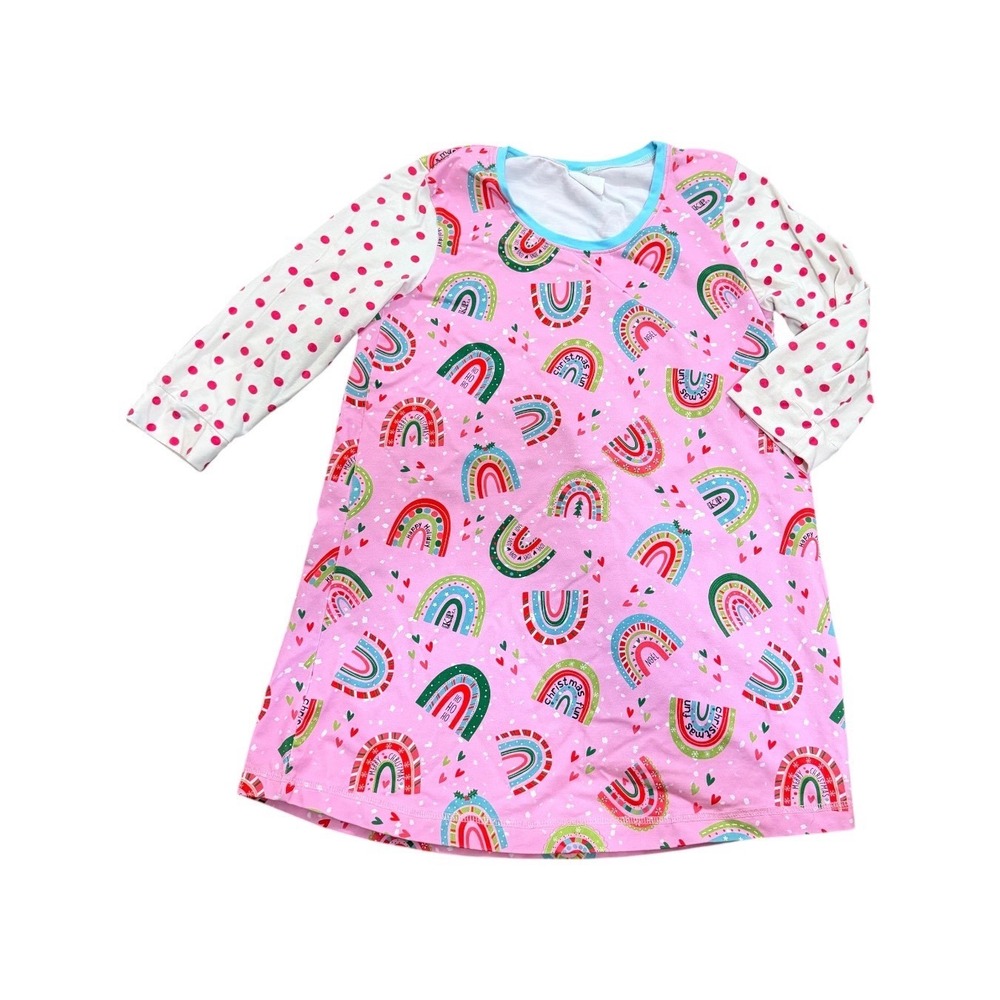 KPea Christmas Rainbow Dress 16 Kids Pink Polka Dot Whimsical Holiday
